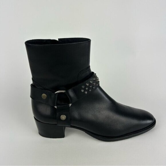 Saint Laurent Studded Black Leather Wyatt Boot Size 39 - Picture 8 of 13